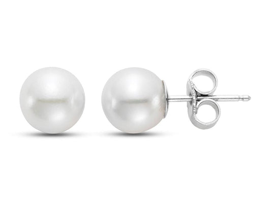 8-8.5MM EARRING "AA" 18K WHITE GOLD