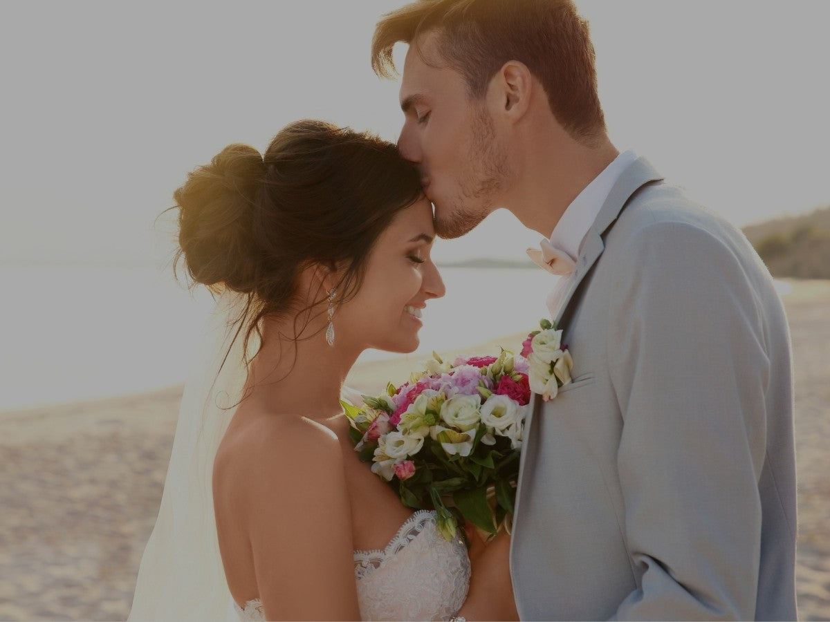 Couple on a beach with a blurred background