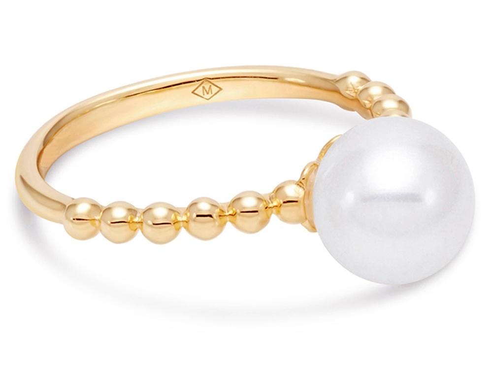 8-8.5MM Freshwater Pearl Ring 14K Yellow Gold