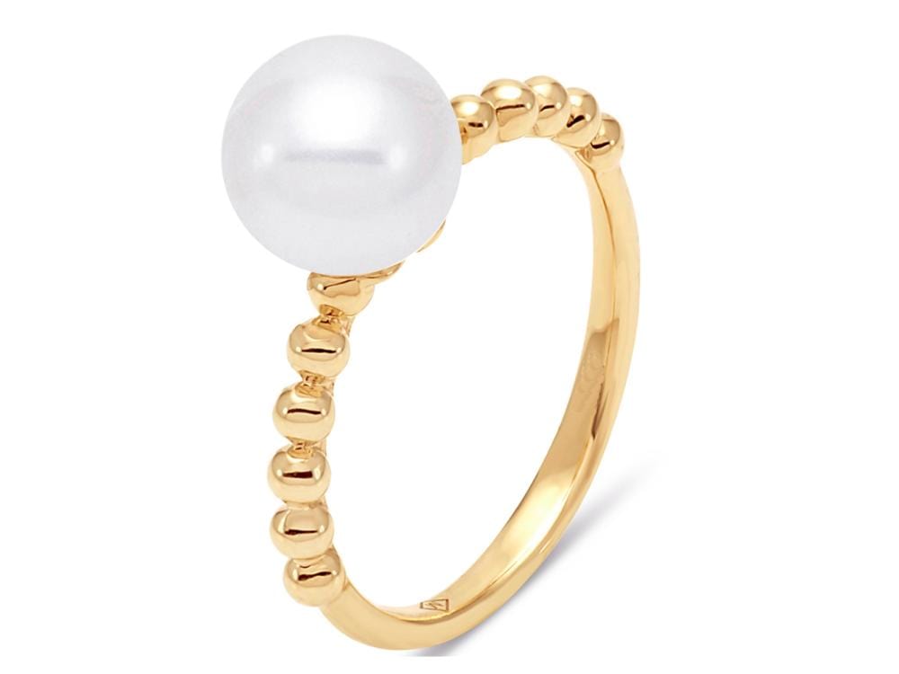 8-8.5MM Freshwater Pearl Ring 14K Yellow Gold