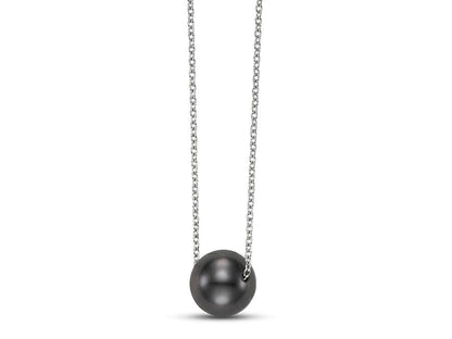 8-9MM TAHITIAN PEARL FLOATING NECKLACE 14K WHITE GOLD