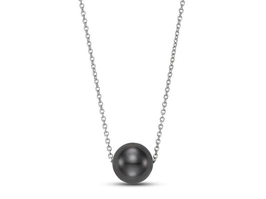 8-9MM TAHITIAN PEARL FLOATING NECKLACE 14K WHITE GOLD