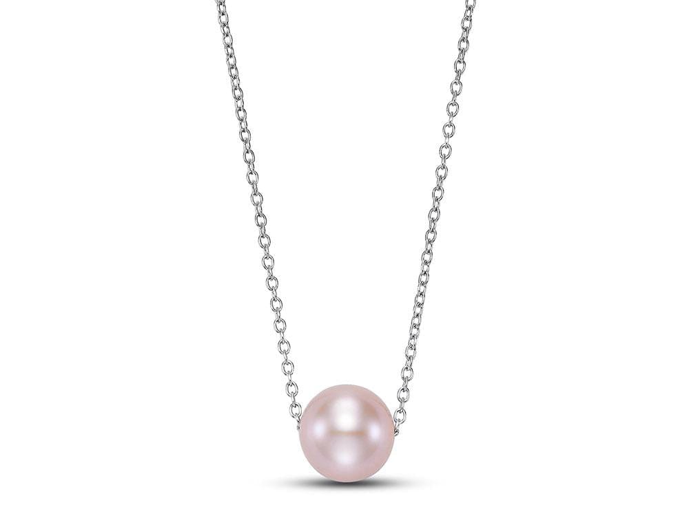 7.5-8MM PINK FRESHWATER PEARL FLOATING 14K WHITE GOLD 18"