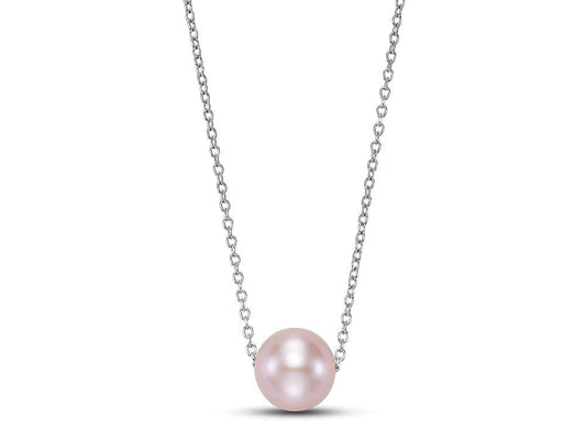 7.5-8MM PINK FRESHWATER PEARL FLOATING 14K WHITE GOLD 18"