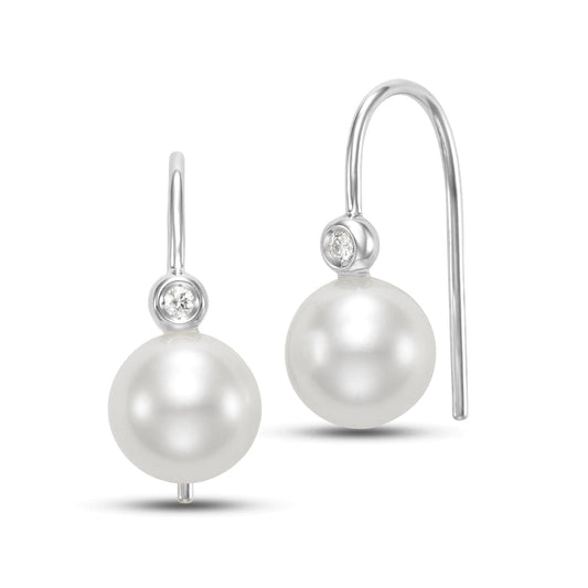 7-7.5MM DROP .01 CT 14K WHITE GOLD EARRING