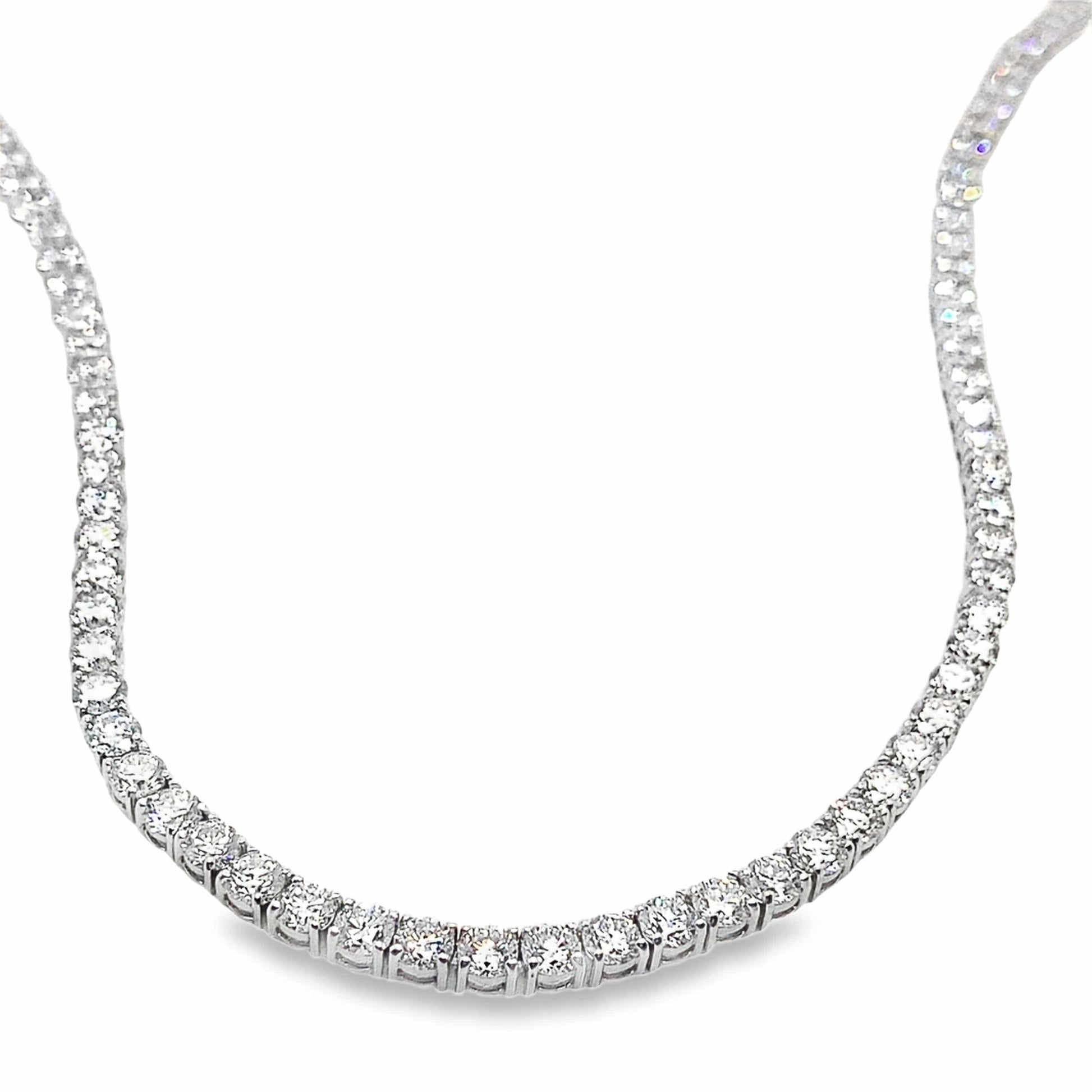14K WHITE GOLD 20.00 CT TW ROUND BRILLIANT LAB GROWN DIAMOND STRAIGHT LINE TENNIS NECKLACE  18"