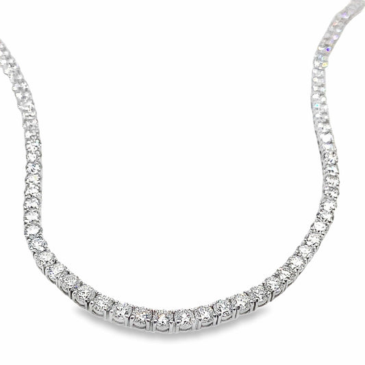 14K WHITE GOLD 20.00 CT TW ROUND BRILLIANT LAB GROWN DIAMOND STRAIGHT LINE TENNIS NECKLACE  18"