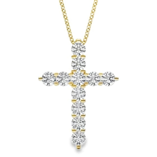 14K GOLD DIAMOND CROSS PENDANT NECKLACE 4.97 CT