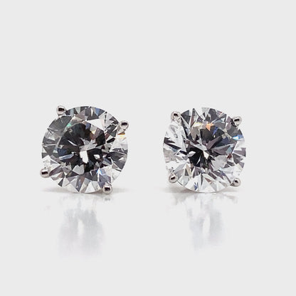 14K WHITE GOLD  3.12 CT TW LAB GROWN ROUND BRILLIANT DIAMOND   STUD EARRINGS