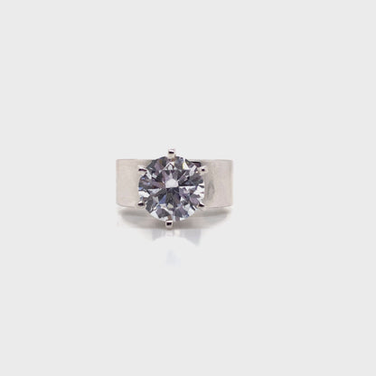 14K WHITE GOLD CZ CENTER (8.5MM RBC) 8 MM WIDE FLAT SOLITAIRE