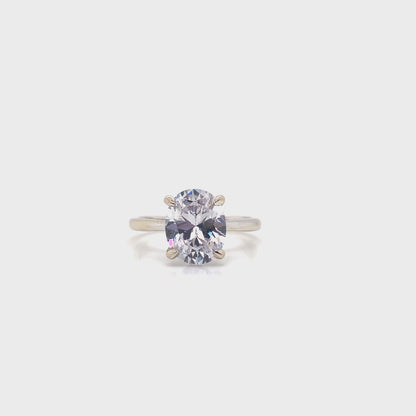 14K WHITE GOLD CZ CENTER (11X9MM OVAL) SOLITAIRE RING