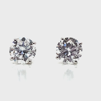 14K WHITE GOLD   1 CT TW LAB GROWN ROUND BRILLIANT DIAMOND   STUD EARRINGS