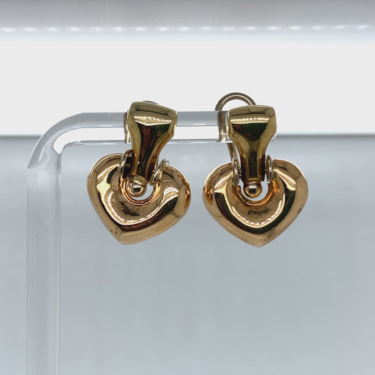18K ROSE AND YELLOW GOLD HEART EARRINGS WITH FRENCH CLIPS