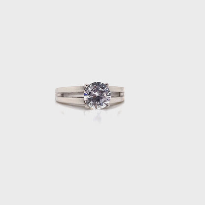 14K white gold split-style solitaire ring with a 7mm round CZ center. ( Video )