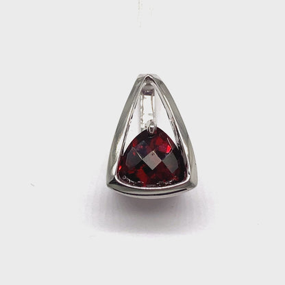 14K WHITE GOLD GARNET SOLITAIRE 2.00 CT CENTER STONE PENDANT