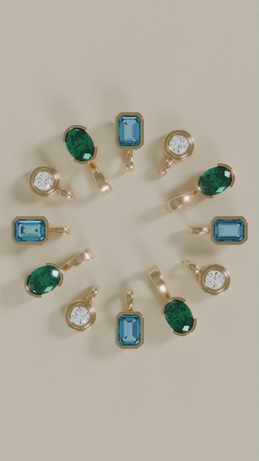 alternating  gemstone pendants
