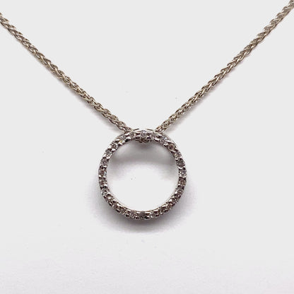 14K WHITE GOLD  1/5 CT TW NATURAL ROUND BRILLIANT DIAMOND PETITE CIRCLE NECKLACE