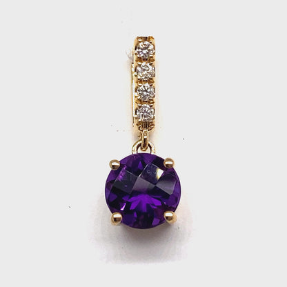 14K WHITE GOLD 1.30 CT AMETHYST CENTER 0.092 CT TW NATURAL DIAMOND ACCENT PENDANT