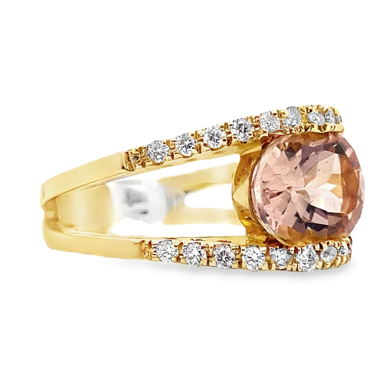 14K WHITE GOLD 2.75 CT MORGANITE AND 0.39 TW NATURAL DIAMOND ACCENT RING