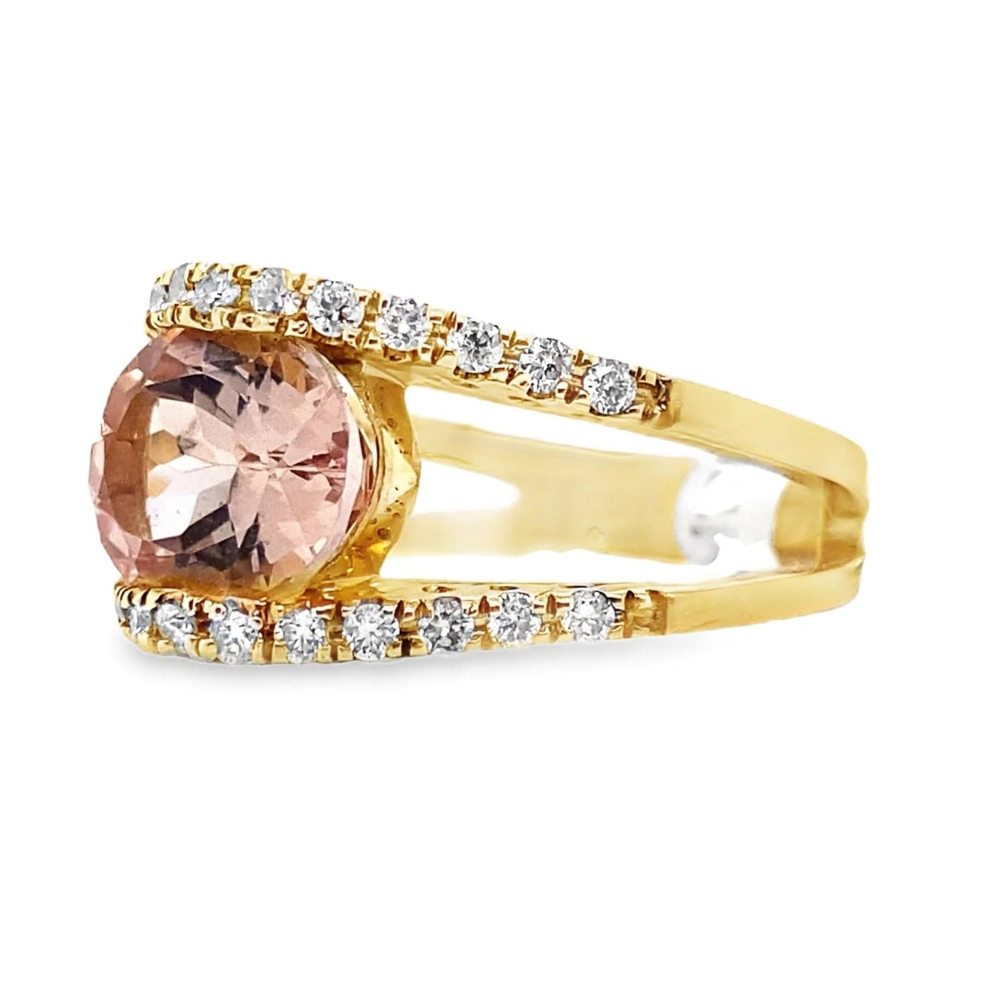 14K WHITE GOLD 2.75 CT MORGANITE AND 0.39 TW NATURAL DIAMOND ACCENT RING