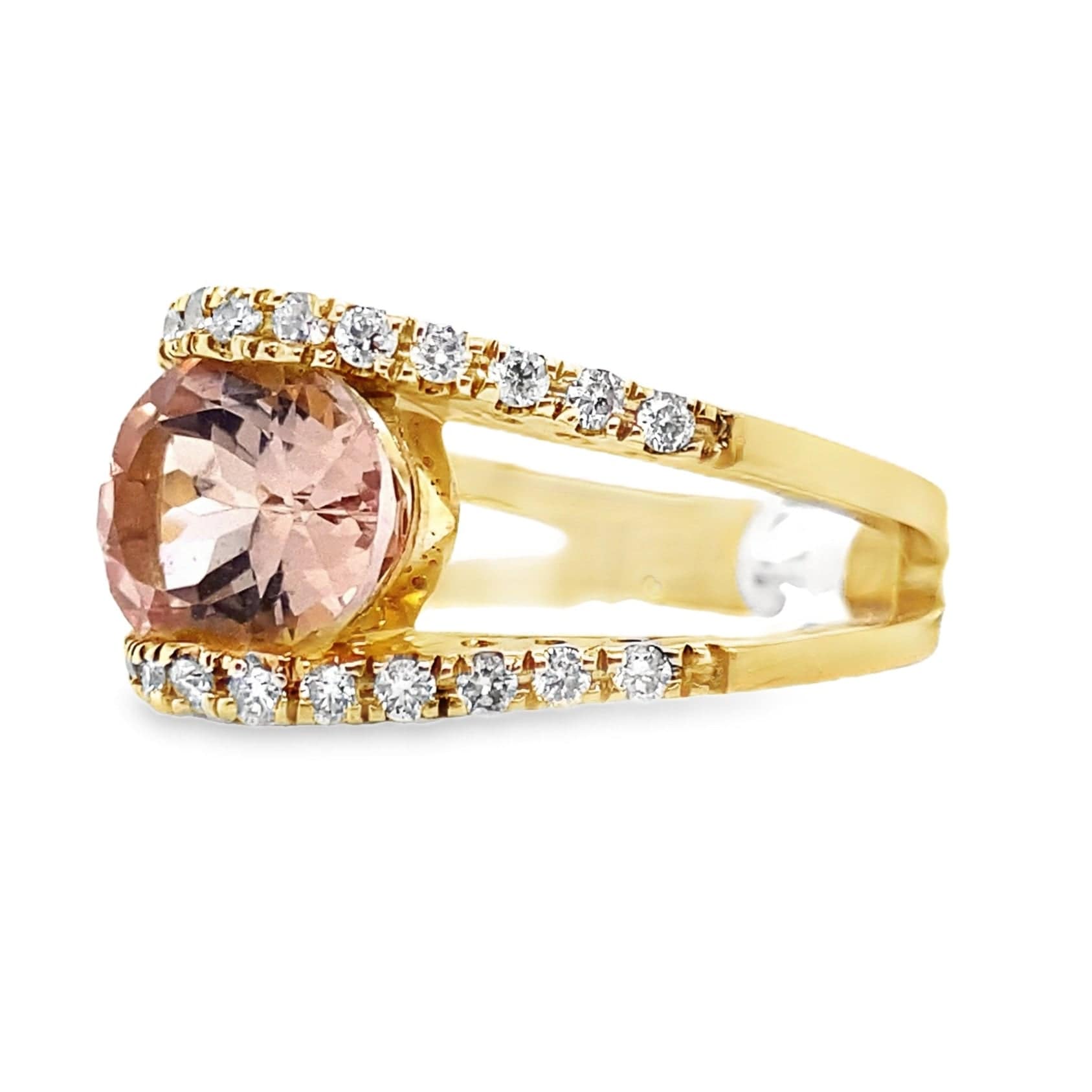 14K WHITE GOLD 2.75 CT MORGANITE AND 0.39 TW NATURAL DIAMOND ACCENT RING