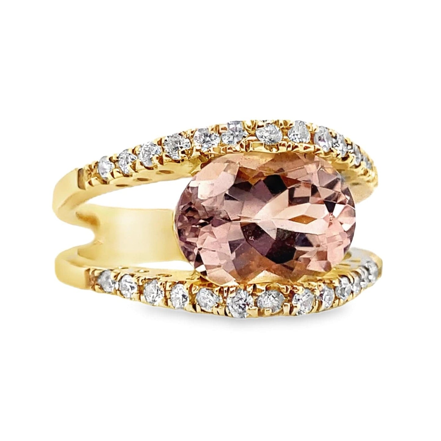 14K WHITE GOLD 2.75 CT MORGANITE AND 0.39 TW NATURAL DIAMOND ACCENT RING