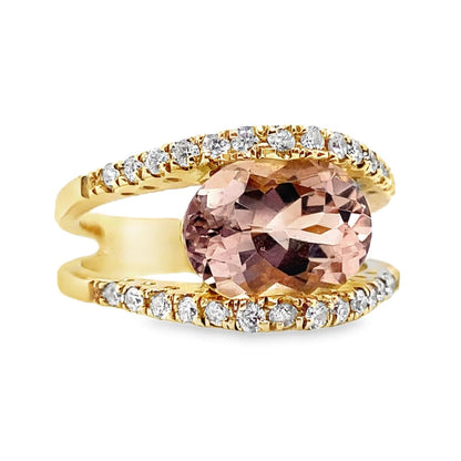 14K WHITE GOLD 2.75 CT MORGANITE AND 0.39 TW NATURAL DIAMOND ACCENT RING