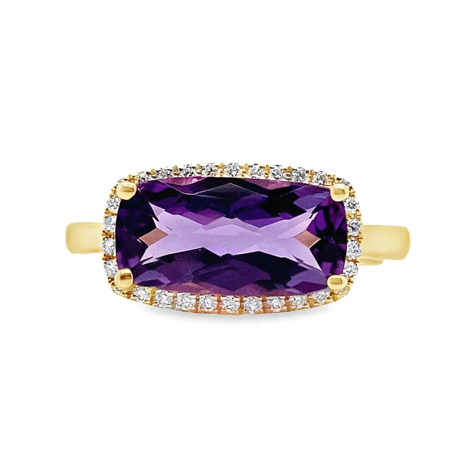 14K WHITE GOLD 2.20 CT AMETHYST CENTER 0.18 TW NATURAL DIAMOND ACCENT RING