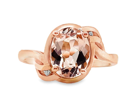 14K WHITE GOLD 1.89 CT MORGANITE CENTER 0.016 TW NATURAL DIAMOND ACCENT RING
