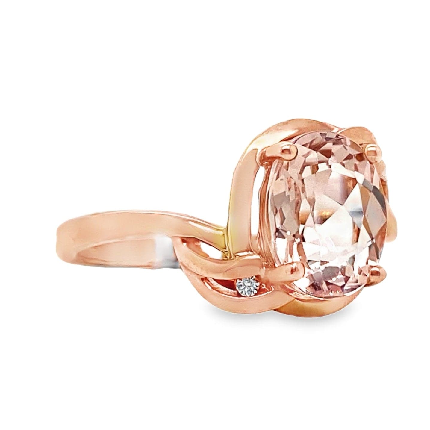 14K WHITE GOLD 1.89 CT MORGANITE CENTER 0.016 TW NATURAL DIAMOND ACCENT RING