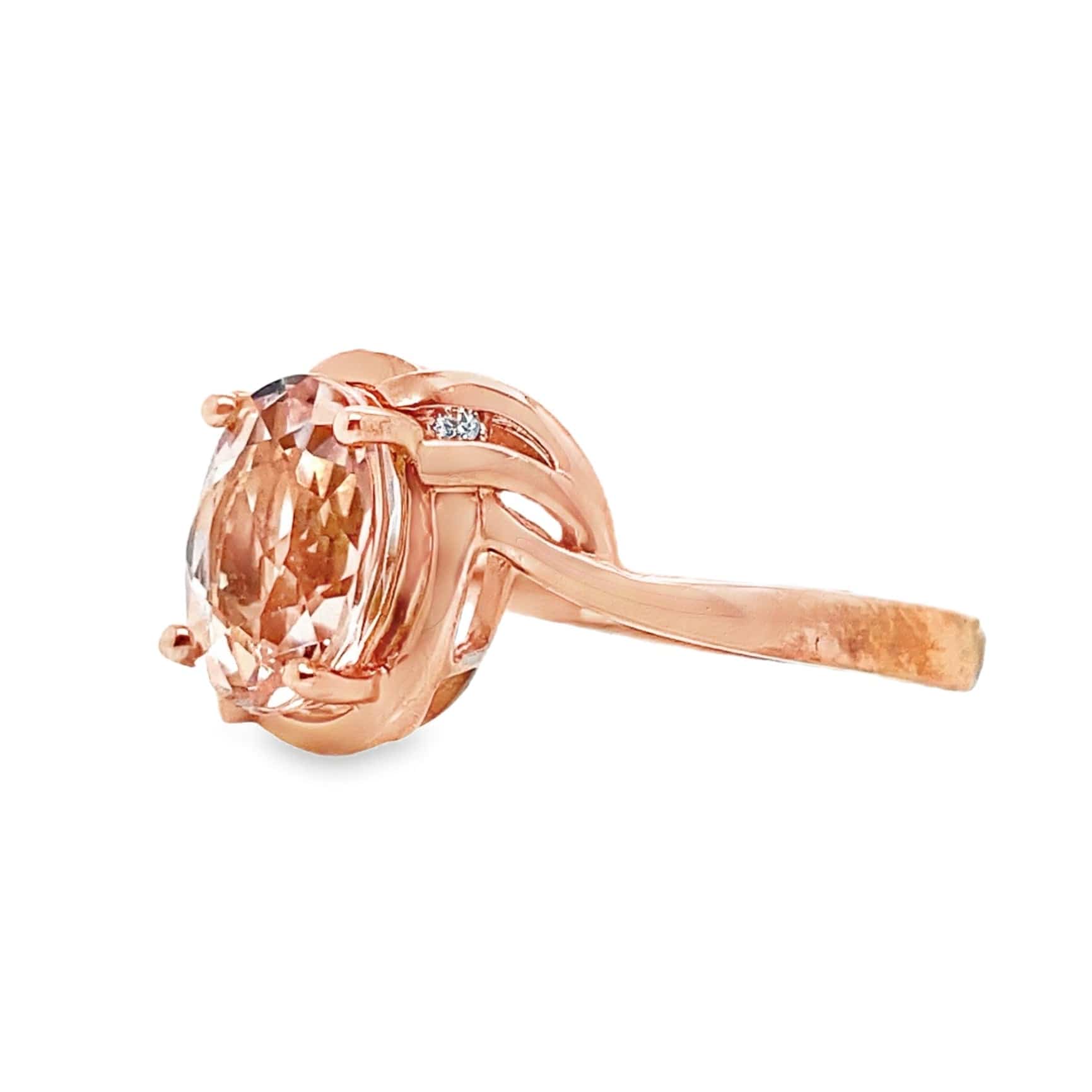14K WHITE GOLD 1.89 CT MORGANITE CENTER 0.016 TW NATURAL DIAMOND ACCENT RING