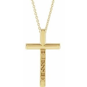 14K YELLOW BLESSED CROSS 16-18" NECKLACE
