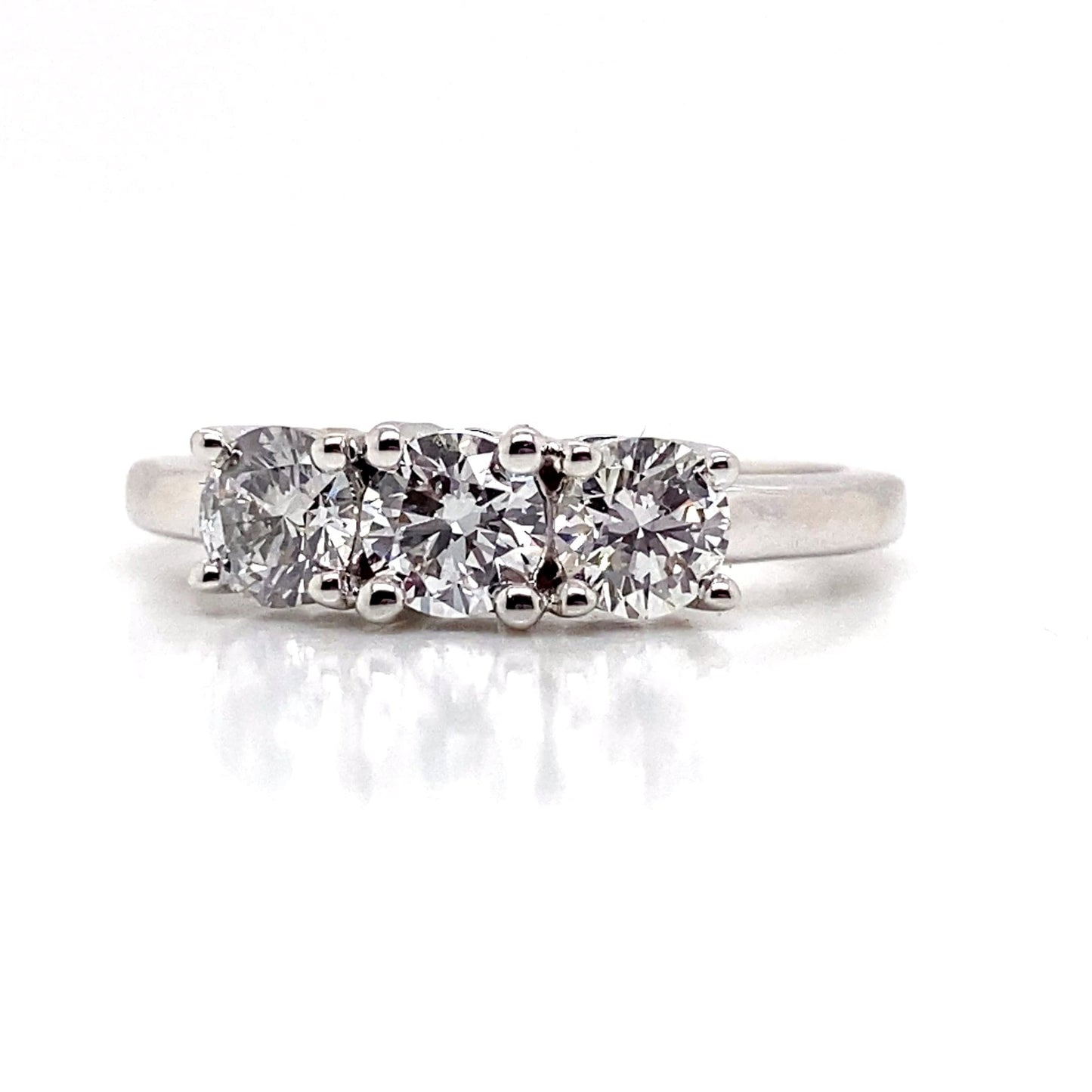 14K WHITE GOLD 1 CT TW THREE STONE LAB GROWN DIAMOND RING
