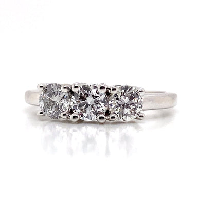 14K WHITE GOLD 1 CT TW THREE STONE LAB GROWN DIAMOND RING