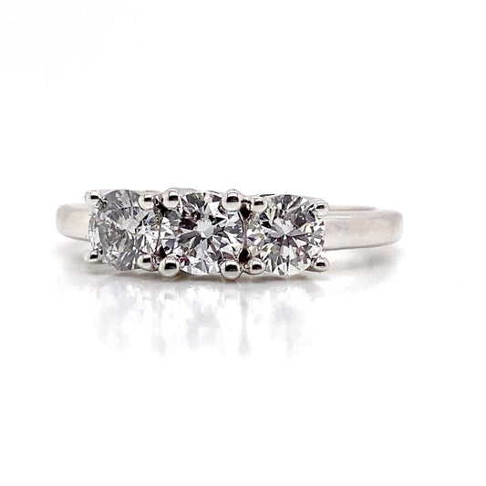 14K WHITE GOLD 1 CT TW THREE STONE LAB GROWN DIAMOND RING