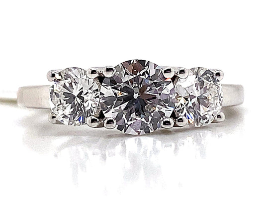 14K WHITE GOLD 2.0 CT TW LAB GROWN DIAMOND THREE STONE STYLE RING
