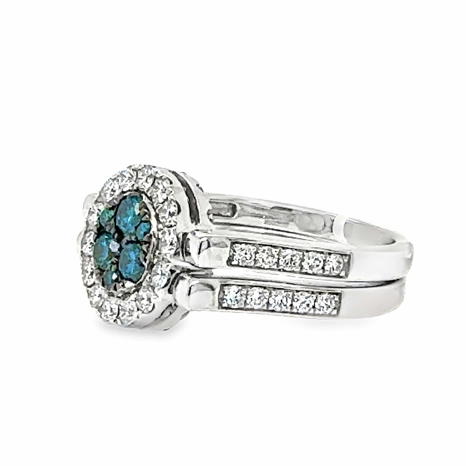 14KW BLUE AND WHITE DIAMOND FASHION RING 1.38 CTW