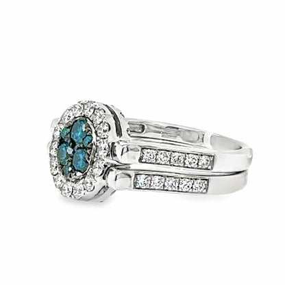 14KW BLUE AND WHITE DIAMOND FASHION RING 1.38 CTW