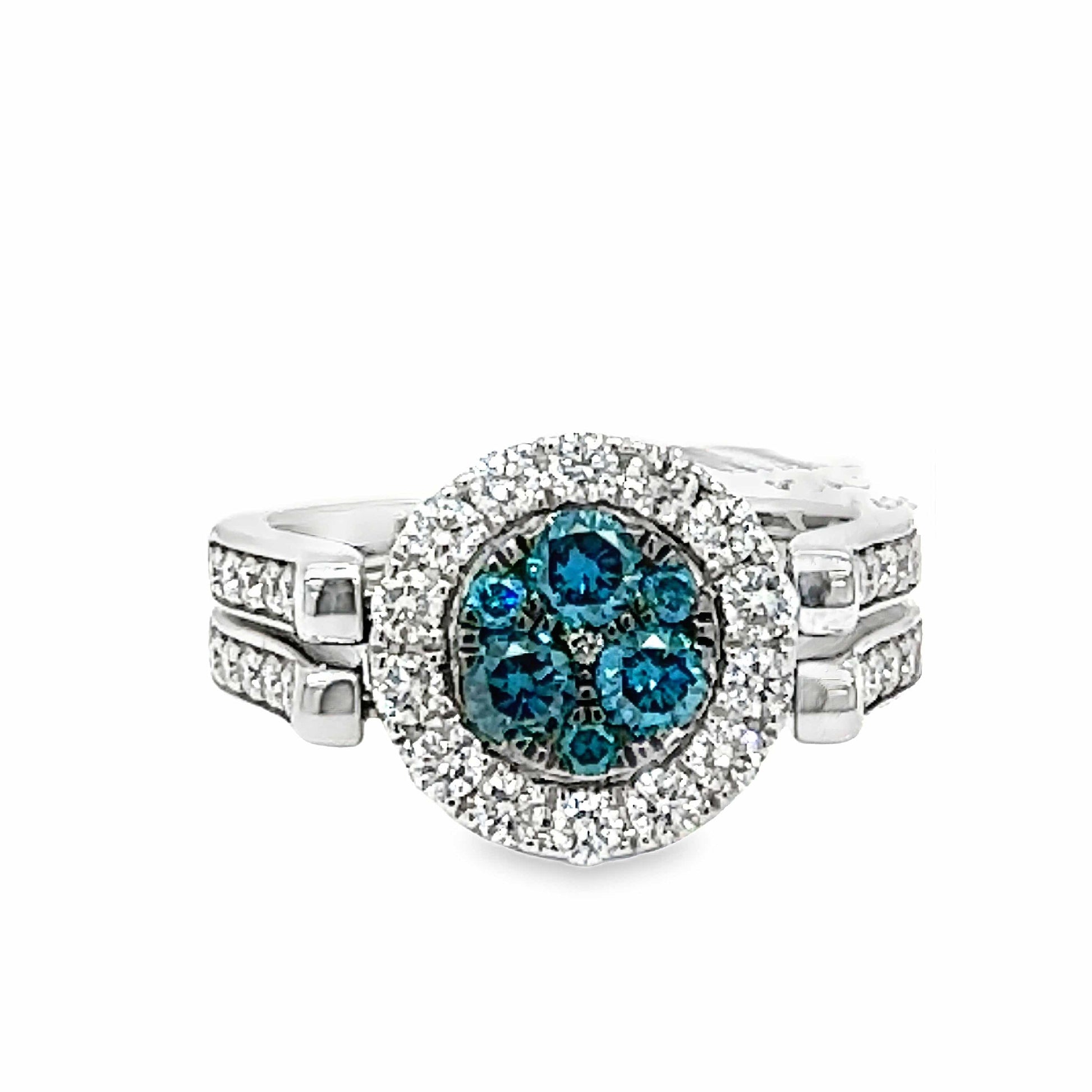 14KW BLUE AND WHITE DIAMOND FASHION RING 1.38 CTW