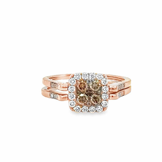 14KR REVERSIBLE LAB GROWN DIAMOND RING BROWN/BLUE DIAMONDS