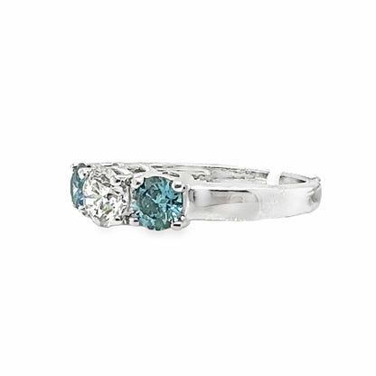 14KW LAB GROWN BLUE AND WHITE DIAMOND FASHION RING .84 CT BLUE DIAMOND 0.64 WHITE DIAMOND