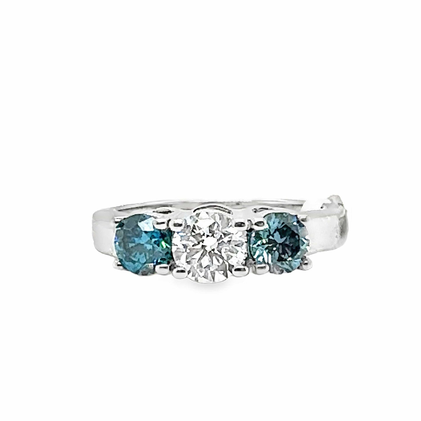 14KW LAB GROWN BLUE AND WHITE DIAMOND FASHION RING .84 CT BLUE DIAMOND 0.64 WHITE DIAMOND