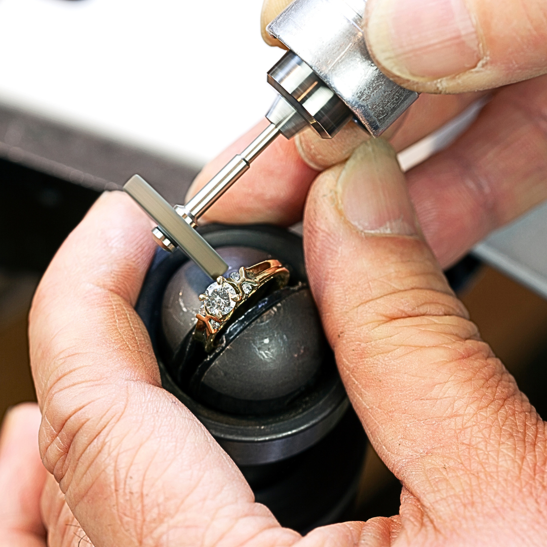 Christopher Fine Diamonds expertly re-sizes rings, ensuring a perfect fit with precise rotary tool work.