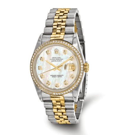 Rolex 36mm Datejust Two-Tone with Mother-of-Pearl Diamond Dial & Diamond Bezel