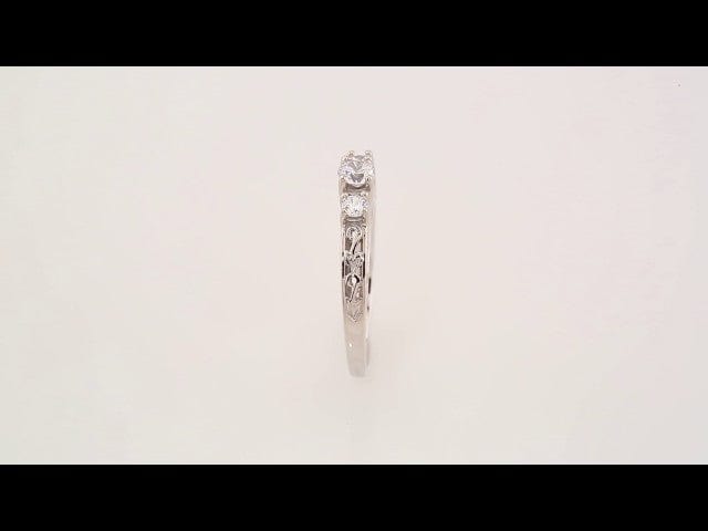 Rings 14K White Three-Stone Engagement Ring Mounting