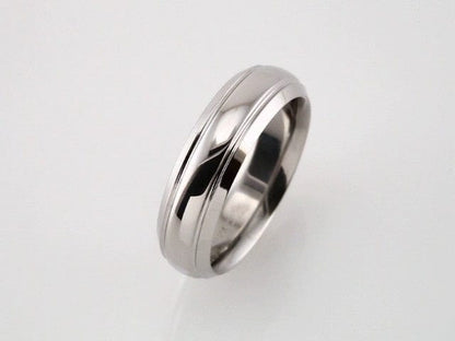Rings 14K White 6 mm Grooved Band Size 5
