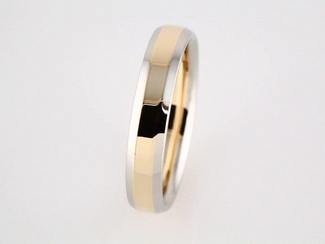 Rings 14K White/Yellow 4 mm Beveled-Edge Comfort-Fit Flat Band Size 9