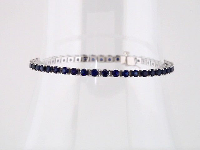 Bracelets 14K White Natural Blue Sapphire Line 7" Bracelet