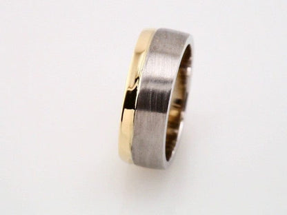 Rings 14K White/Yellow 6.75 mm Single Sided Stepped-Edge Flat Band Size 11.5