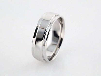 Rings Sterling Silver Inlay 7.5 mm Comfort-Fit Flat Band